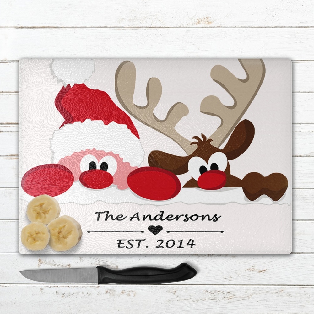 Personalized Holiday Glass Cutting Boards